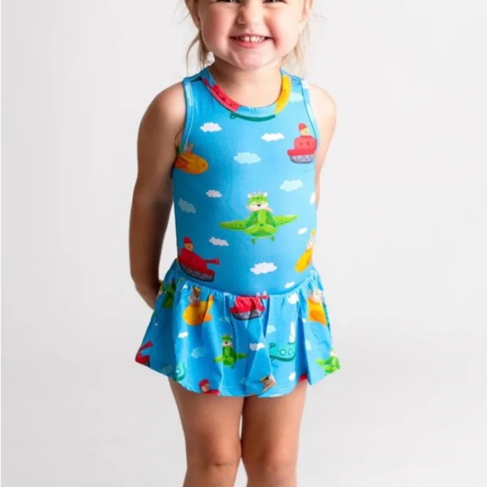 Bums & Roses Ready Jet Go Racer Back Ruffle Dress - Picture 3 of 5